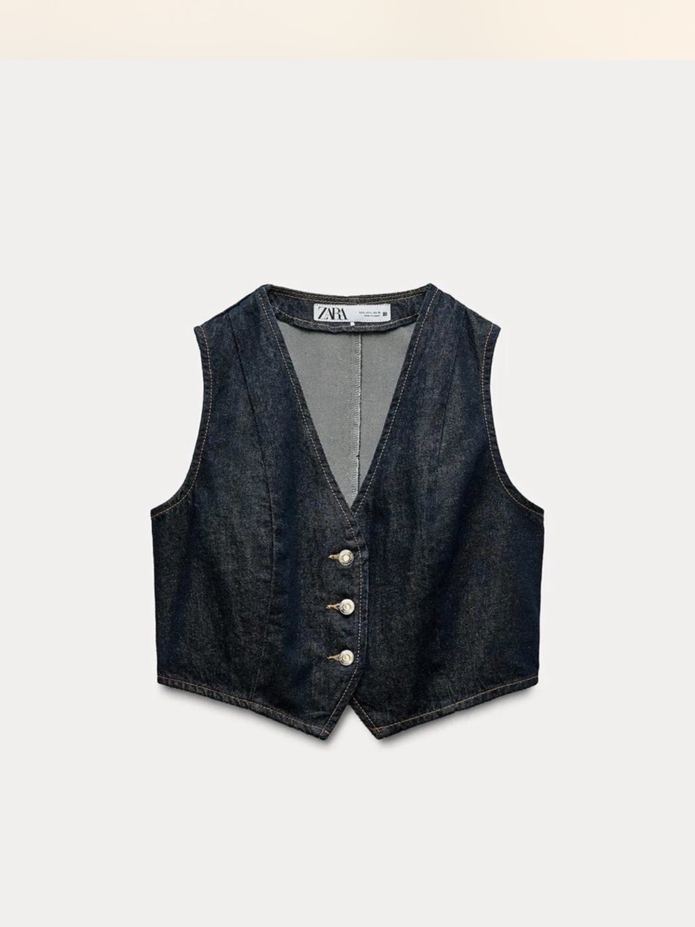 Zara Y2K Dark Wash Denim Fitted Vest Top Size L NWOT
